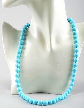 MAGNIFICENT VINTAGE 10.2 MM NATURAL TURQUOISE BEAD .85 CT DIAMOND NECKLACE!