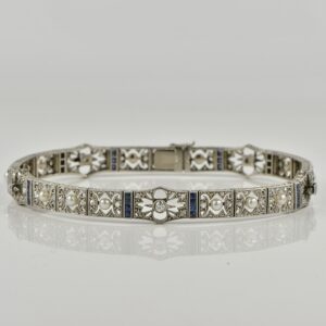 Edwardian Natural Pearl Sapphire Diamond Lace work bracelet