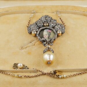 Georgian Miniature Diamond Rare Huge Natural Basra Pearl necklace