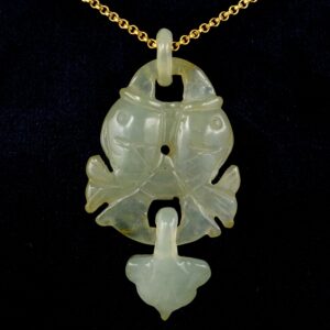 Natural Jade Antique Carved Fishes Pendant