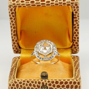 Charming Edwardian 2.0 Ct Wide Rose Cut Diamond Platinum Ring
