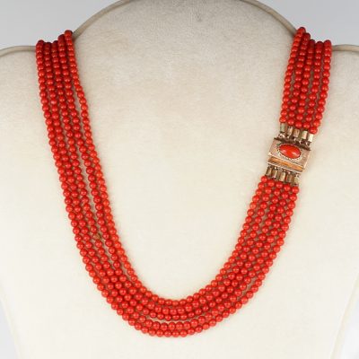 Victorian Natural OX Blood Red Coral Rare Necklace