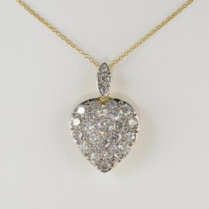 Superb 2.0 Ct Diamond Vintage Heart Necklace Pendant Plus Chain