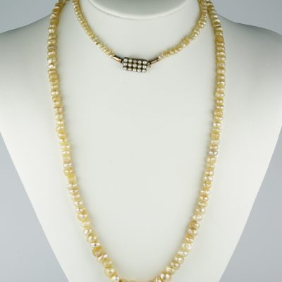 Stunning Georgian Rare Natural Basra Pearls Long Flapper necklace 4 to 9 mm. 33.3 Grams!