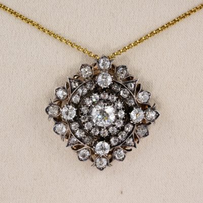 Exceptional Authentic Victorian 5.85 Ct Old Cut Diamond Rare Brooch Pendant