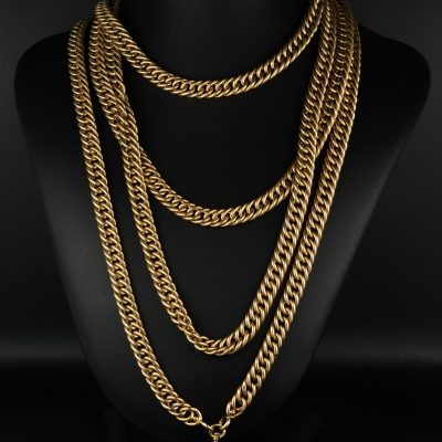Victorian Solid 18 KT  Rare 166 cm. Extra Long  Curb Necklace