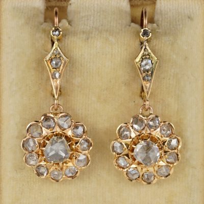 Authentic Victorian 3.80 Ct Diamond Rare Drop Earrings