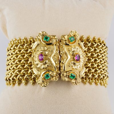Victorian Natural  Ruby Emerald Rare Bracelet