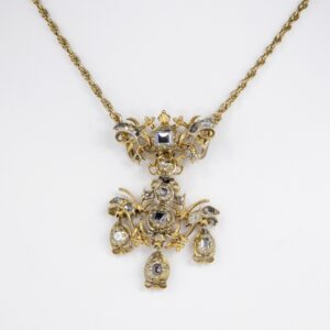 Georgian Baroque Table Cut Diamond Pendant Necklace