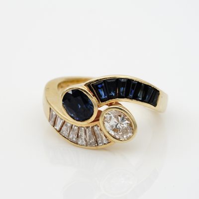 Vintage 2.80 Ct Natural Sapphire Diamond Twisted Ring