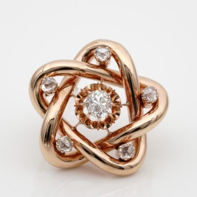 Victorian 1.80 Ct Diamond Love Knot  Brooch Pendant 18 KT Gold