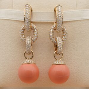 Natural Coral 2.70 Ct Diamond Earrings Split Into Four Pairs!