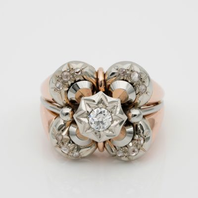 Retro Jumbo Sized Diamond 18 KT Gold Ring