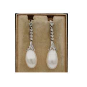 Art Deco Rare Large Drop Pearl and Diamond Earrings -SOLD!