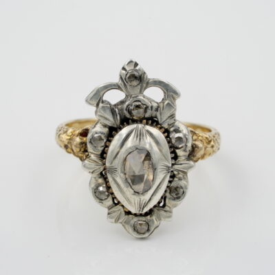 Georgian Crowned Heart Diamond Engagement ring