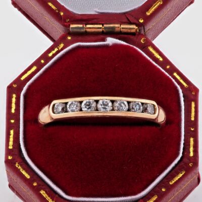 Art Deco .20 Ct Diamond Seven Stone Wedding 18 Kt Band Ring