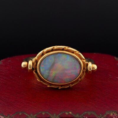 Mid century Natural Opal Spinning 18 Kt ring