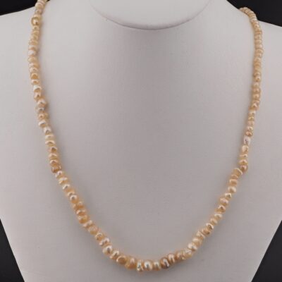 Victorian Single Strand Natural Basra Pearl Necklace 18 KT clasp