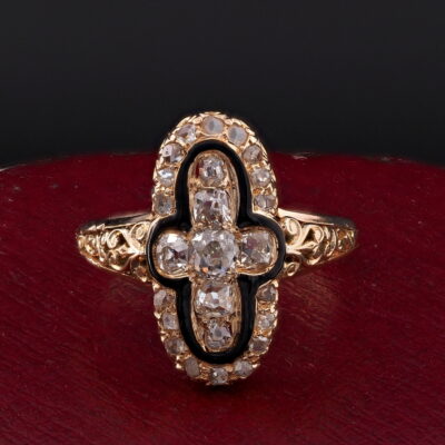 Vintage Gothic Style 1.35 Ct Old Mine Diamond 14 KT Rare Ring