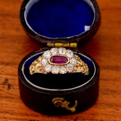 Regency Natural Untreated Ruby Diamond Rare Memorial 18 KT ring