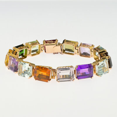 Victorian 81.05 Ct  Natural Multi gem 18 KT Rare Bracelet