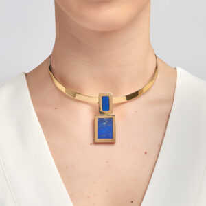 Modernist Reyes Designer Lapis 18 KT Necklace