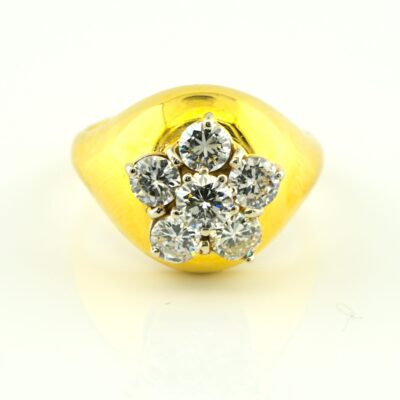 Estate Italian 1.80 Ct. Diamond Daisy 18 KT Signet Ring
