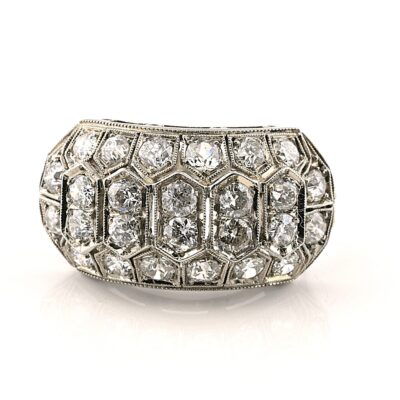 Italian Art Deco 2.0 Ct. Old Mine Cut Diamond 18 KT Ring