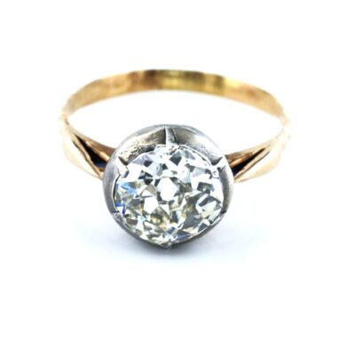 Authentic Victorian 2.20 Ct. Diamond Solitaire 18 KT ring 1860 ca
