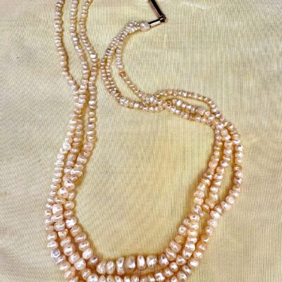 Georgian Triple Strand Natural Basra Pearl Necklace, 1780 circa